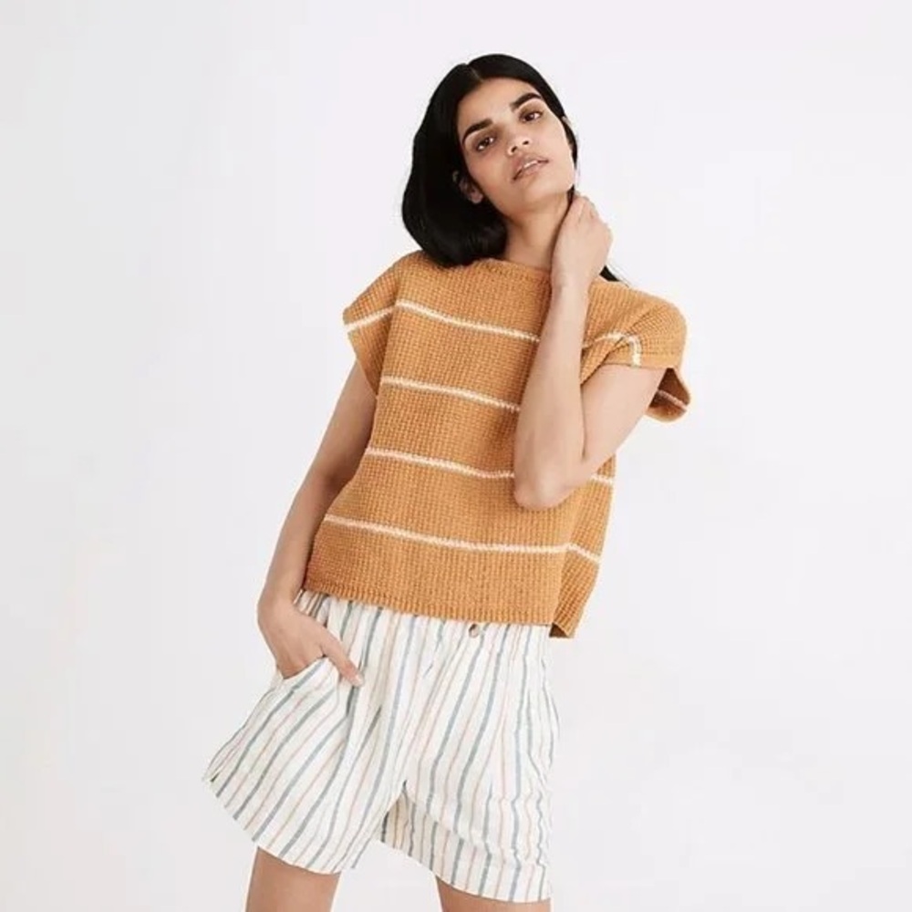 Madewell Boatneck Button-Back Sweater Tee in Stripe
